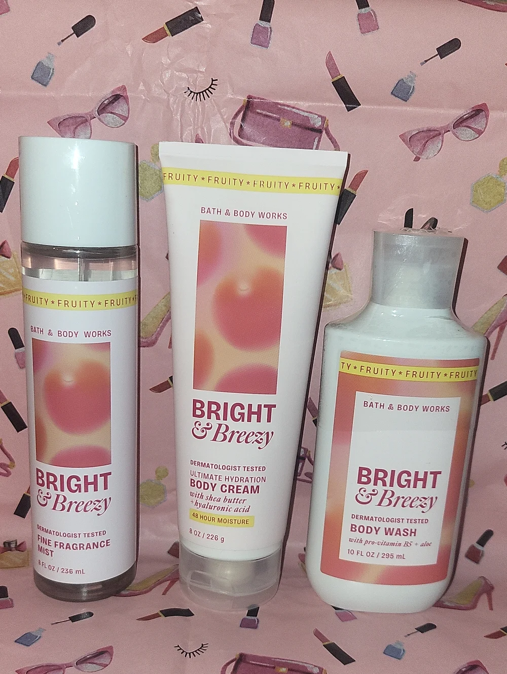 Bath & Body Works 3 Pc. Bright & Breezy Set Mist/Body Cream & Wash FS NEW